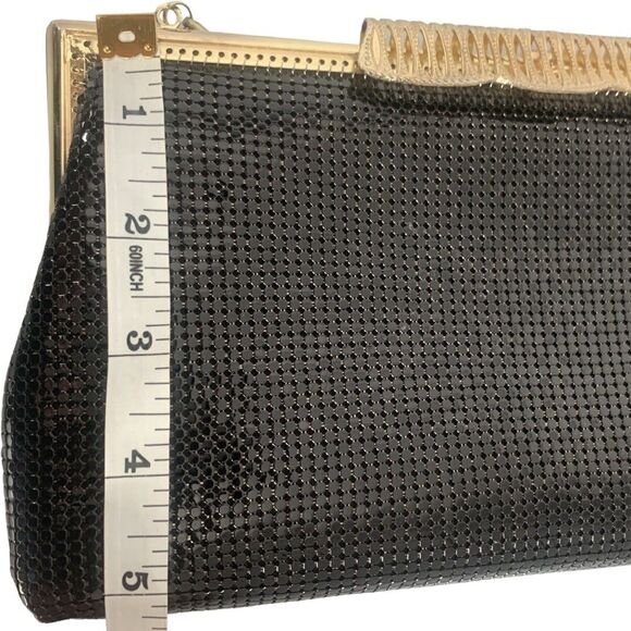 Vintage Fay Swafford Black Mesh Purse Gold Tone Formal Evening Party Handbag - Picture 12 of 14